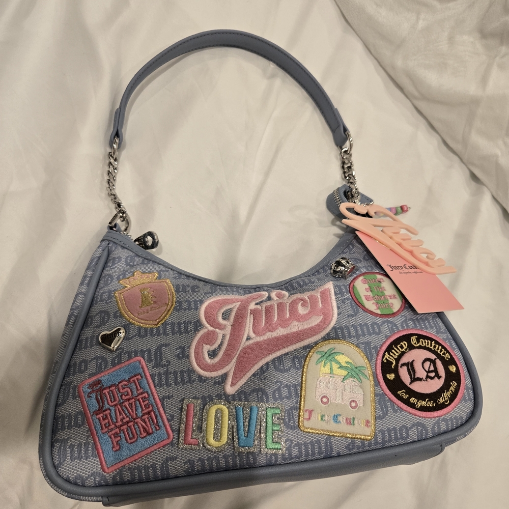 Juicy Couture Blue Patchwork Shoulder Bag